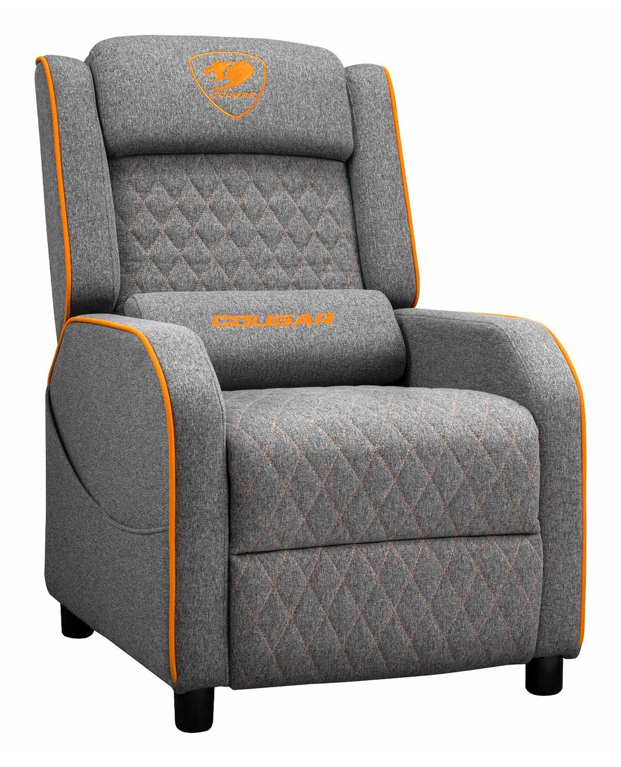 COUGAR Ranger One Poltrona Gaming Ergonomica in Tessuto di Lino Traspirante con Poggiatesta e Cuscino Lombare, Capacità fino a 150 kg, Grigio e Arancione