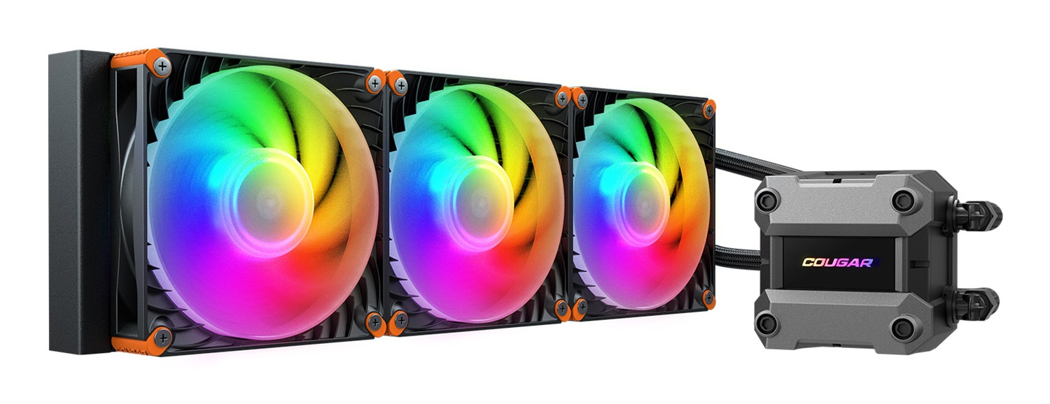 COUGAR Gaming CGR-PSDUTRGB-B-360 Raffreddatore di liquidi AIO 360 mm con 3 ventole ARGB da 120 mm, Nero