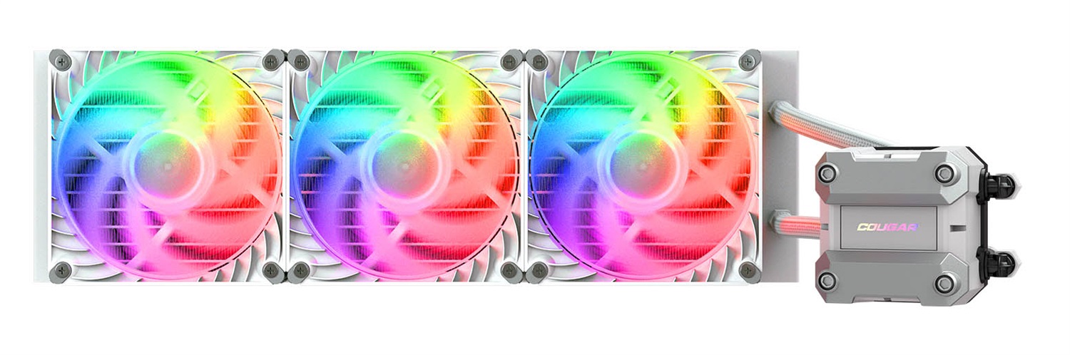 COUGAR Gaming CGR-PSDUTRGB-W-360 Raffreddatore di Liquidi AIO 360mm con Ventole da 12 cm, Bianco, 500-2200 RPM