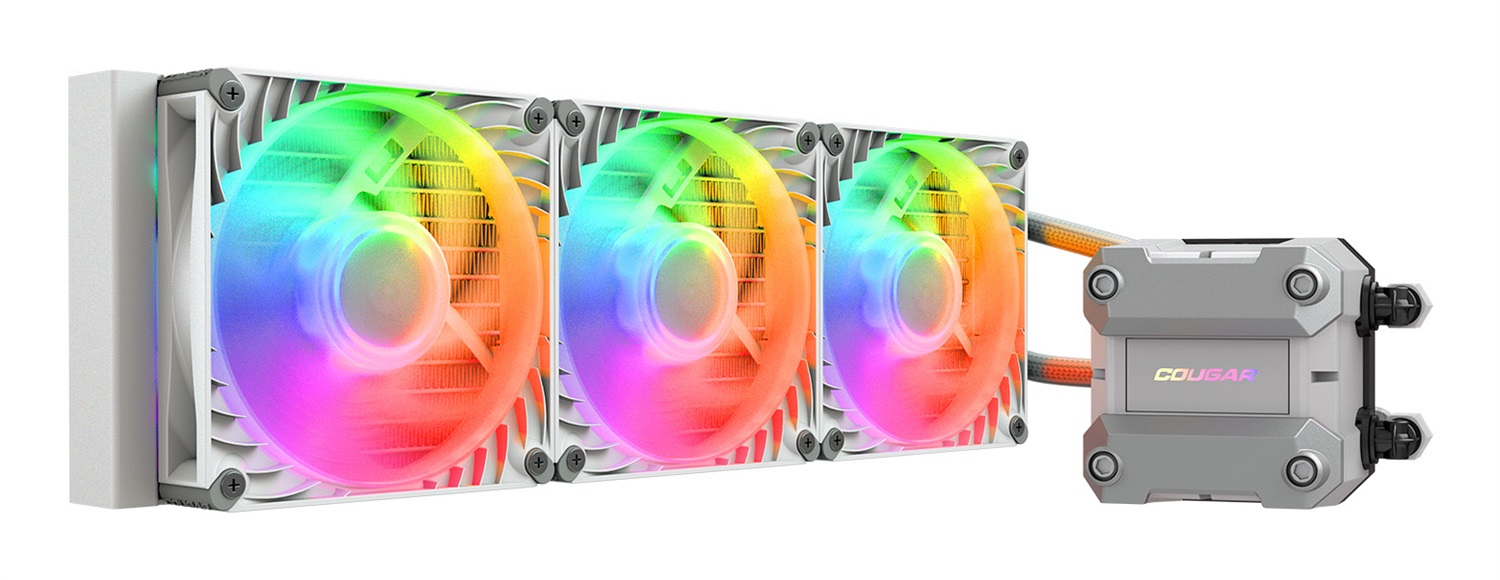 COUGAR Gaming CGR-PSDUTRGB-W-360 Raffreddatore di Liquidi AIO 360mm con Ventole da 12 cm, Bianco, 500-2200 RPM