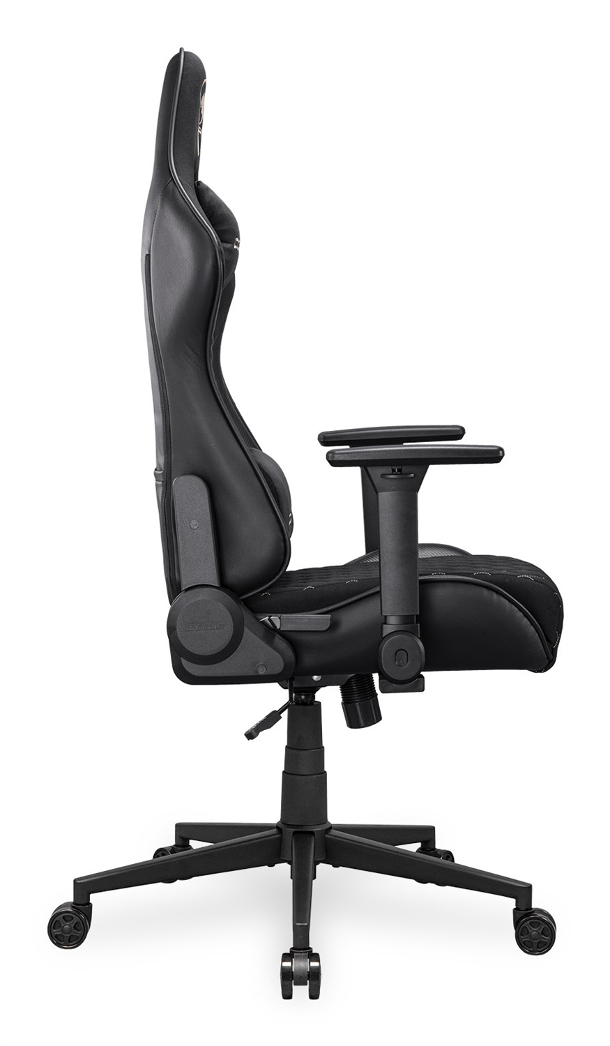 COUGAR Sedia da gaming Armor One V2 Gold F - Tessuto, Braccioli Pieghevoli 4D, Reclinabile a 155°, Supporto fino a 120 kg, Nero e Oro
