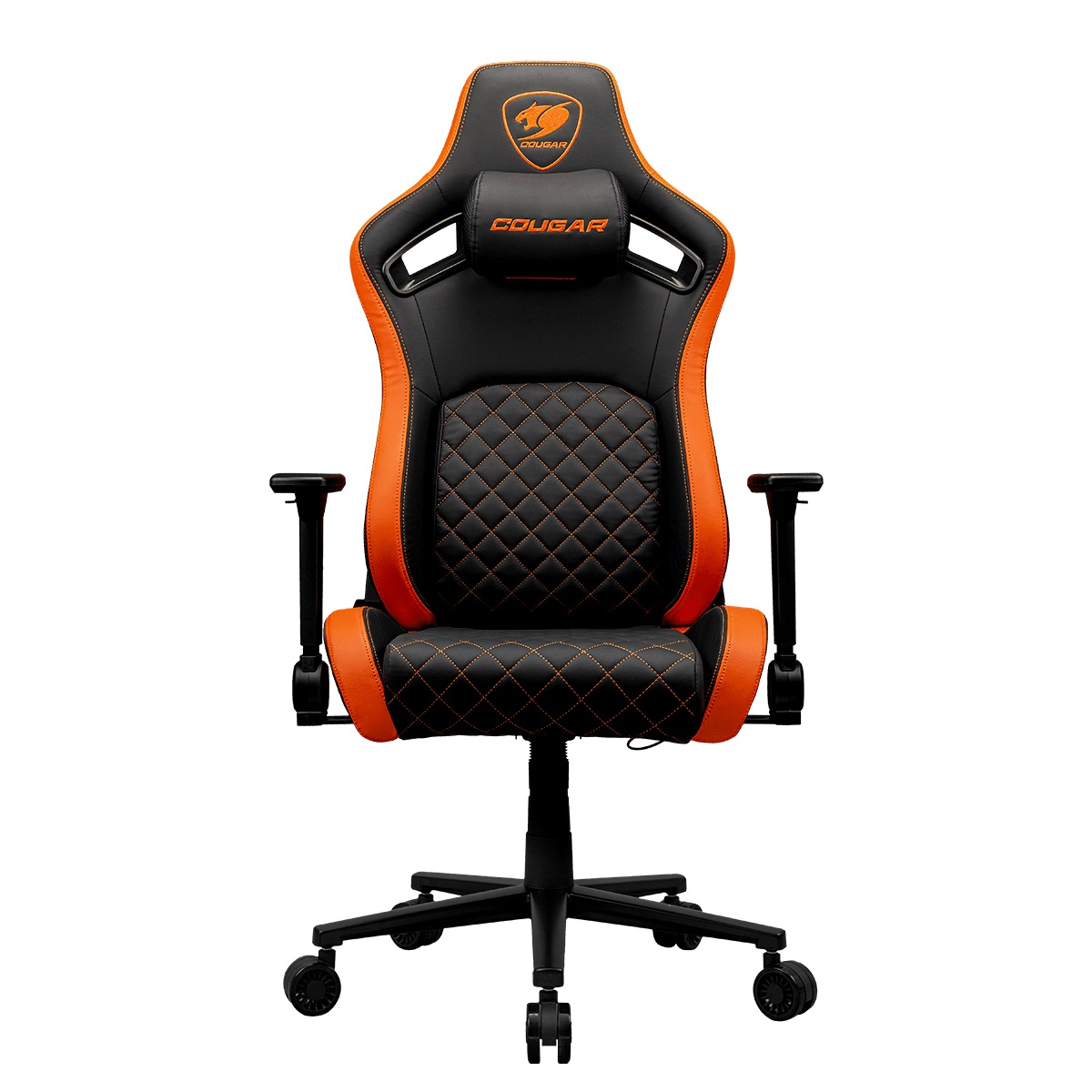 COUGAR Gaming CGR-DFL Sedia da gaming per PC Imbottita con Supporto Lombare, Poggiatesta in Memory Foam, Braccioli 4D, Nero e Arancione, Fino a 120 kg