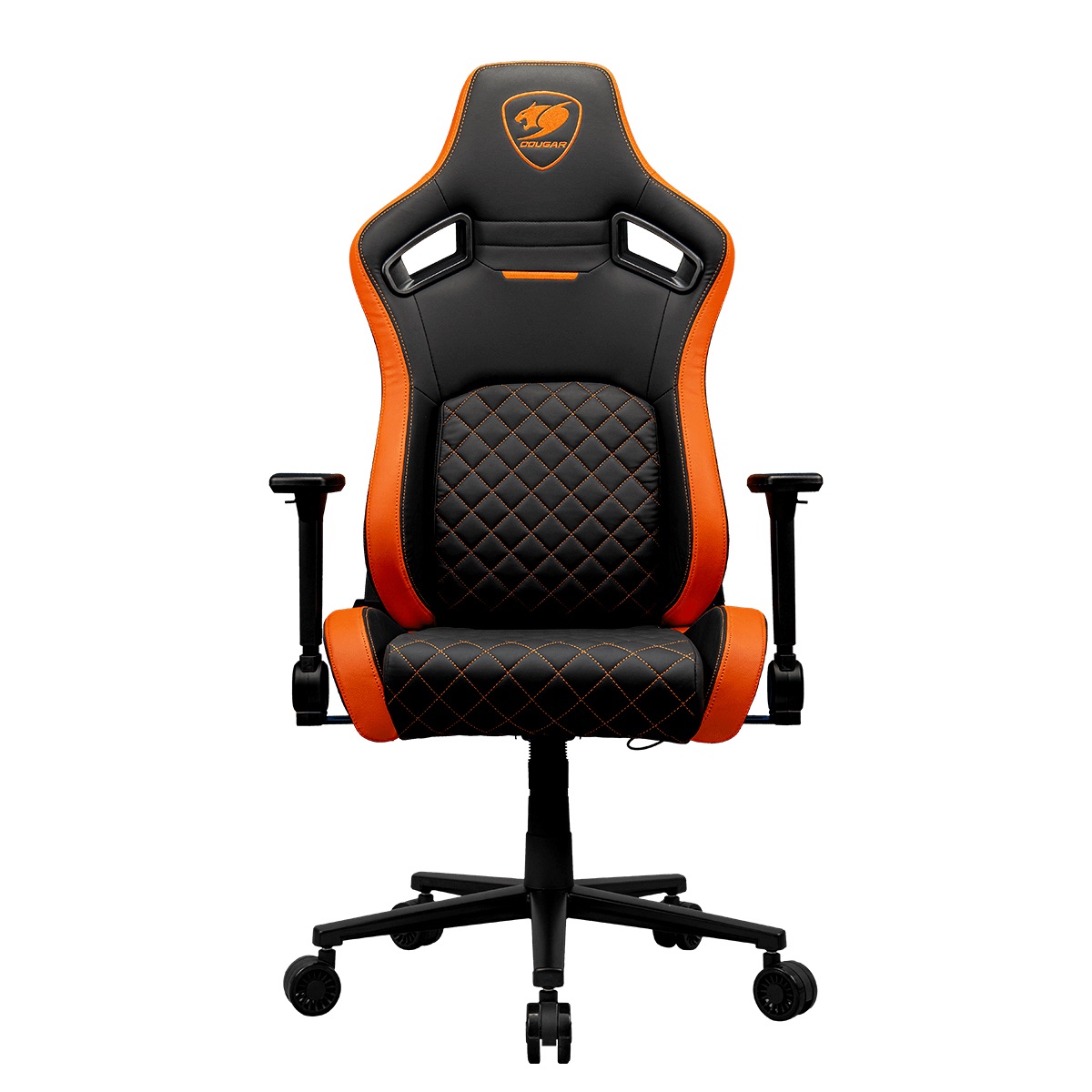 COUGAR Gaming CGR-DFL Sedia da gaming per PC Imbottita con Supporto Lombare, Poggiatesta in Memory Foam, Braccioli 4D, Nero e Arancione, Fino a 120 kg