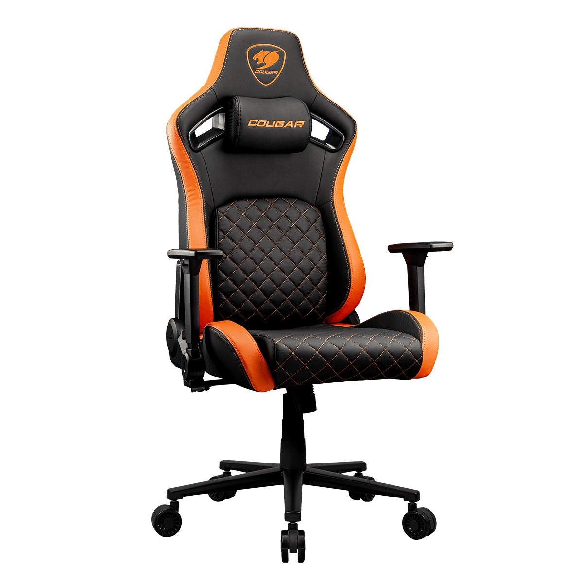 COUGAR Gaming CGR-DFL Sedia da gaming per PC Imbottita con Supporto Lombare, Poggiatesta in Memory Foam, Braccioli 4D, Nero e Arancione, Fino a 120 kg