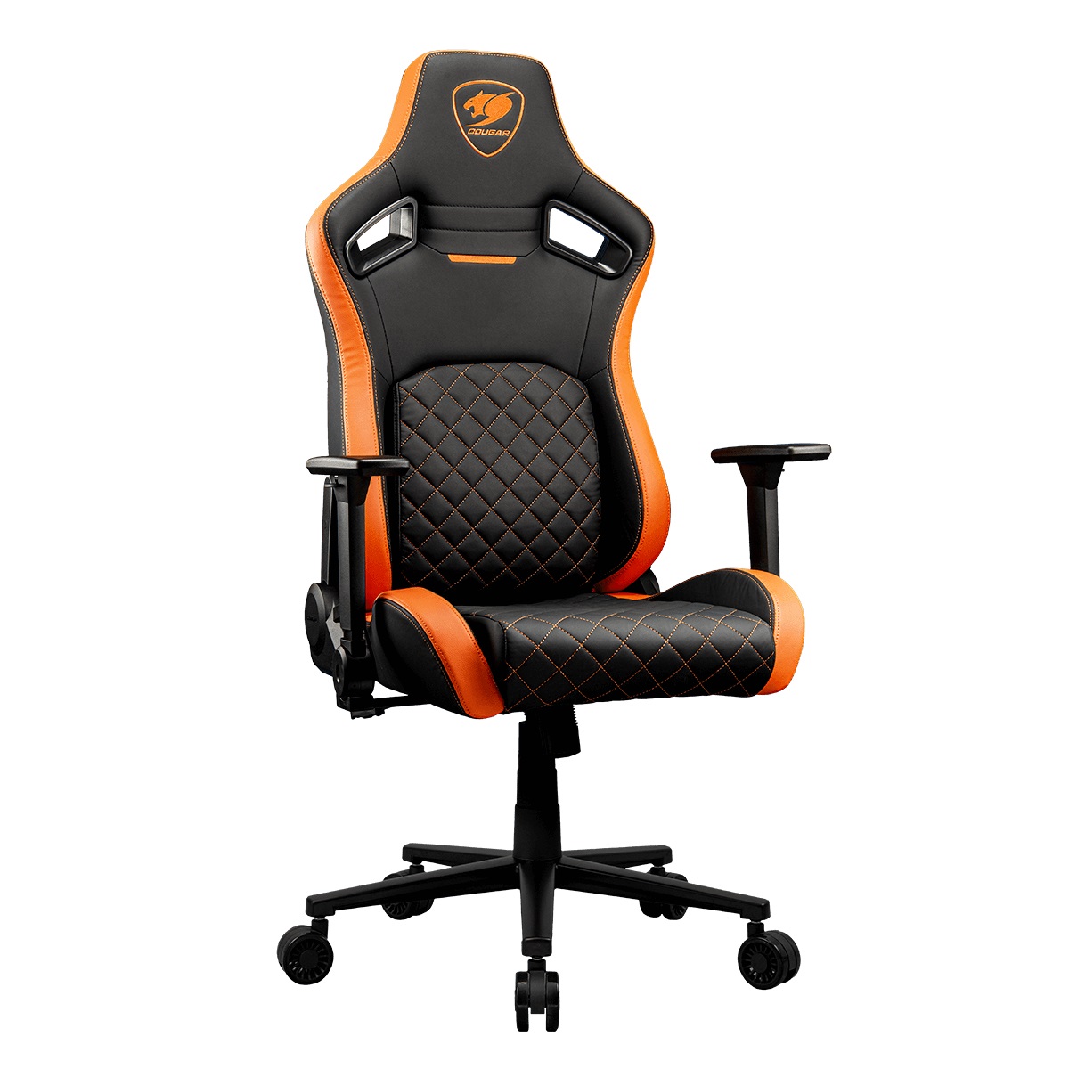 COUGAR Gaming CGR-DFL Sedia da gaming per PC Imbottita con Supporto Lombare, Poggiatesta in Memory Foam, Braccioli 4D, Nero e Arancione, Fino a 120 kg