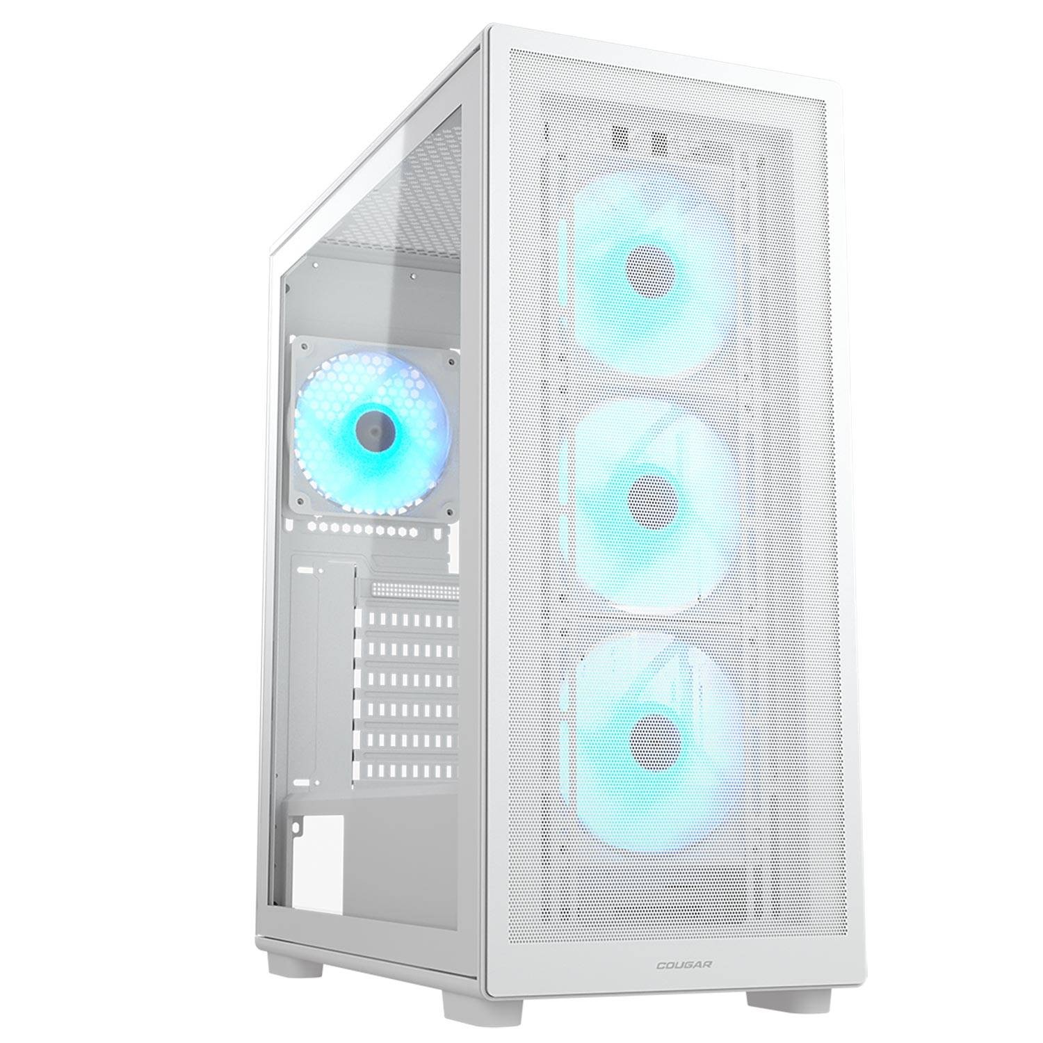 COUGAR Gaming MX220 RGB Midi Tower Bianco con 4 Ventole ARGB 120mm e USB 3.2 Gen 2 Tipo C