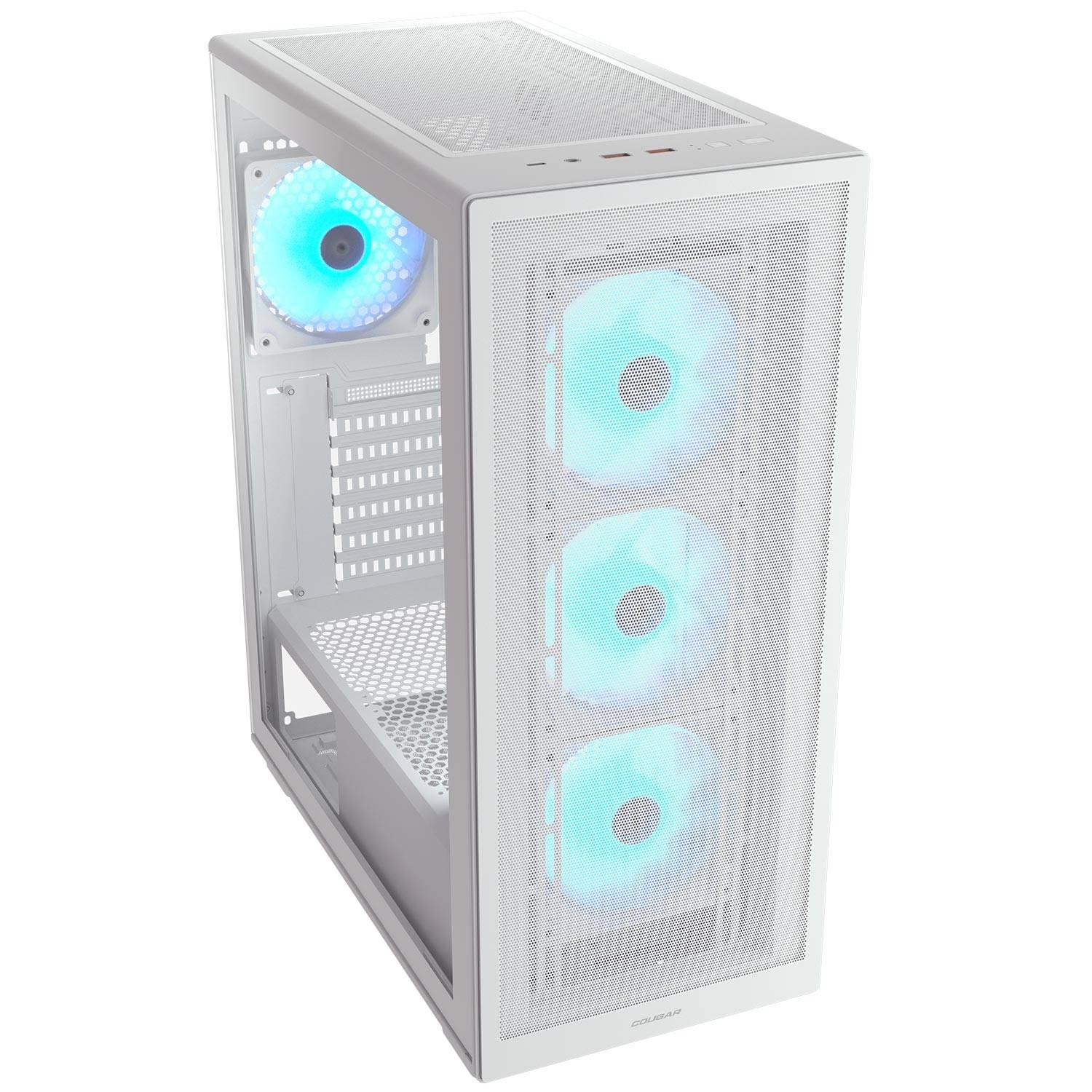 COUGAR Gaming MX220 RGB Midi Tower Bianco con 4 Ventole ARGB 120mm e USB 3.2 Gen 2 Tipo C