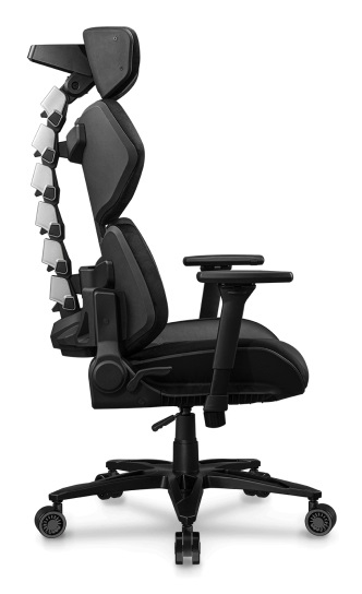 COUGAR Gaming Terminator Elite - Sedia da gaming per PC, Seduta imbottita, Max 135 kg, Schienale tappezzato, Colore Nero/Argento