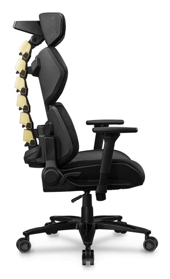 COUGAR Gaming Terminator Elite Gold - Sedia da gaming per PC Ergonomica, Seduta Imbottita, Supporto Lombare, Max 135 kg, Nero/Oro