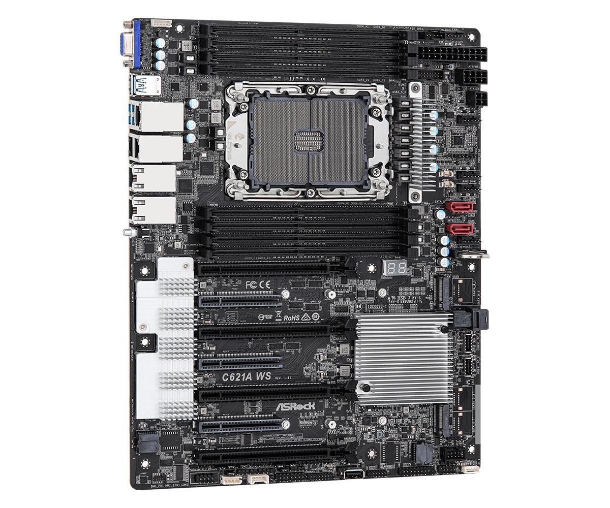 ASRock Scheda Madre ATX C621A WS con Chipset Intel C621A e Supporto fino a 256GB di DDR4