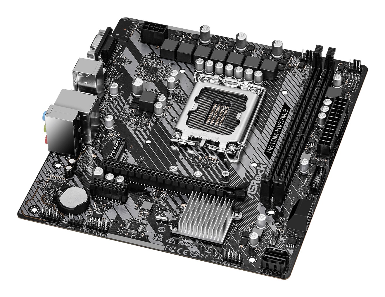 Asrock H610M-HVS/M.2 R2.0 - Scheda Madre Micro ATX con Chipset Intel H610, Socket LGA 1700, Supporto DDR4 fino a 64 GB, VGA e HDMI