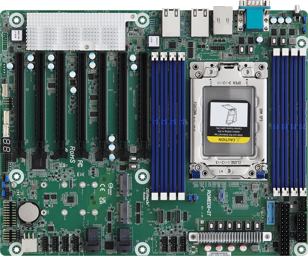 Asrock ROMED8-2T/BCM Scheda Madre Socket SP3 ATX - Compatibile con AMD EPYC 7003, DDR4-SDRAM, DIMM
