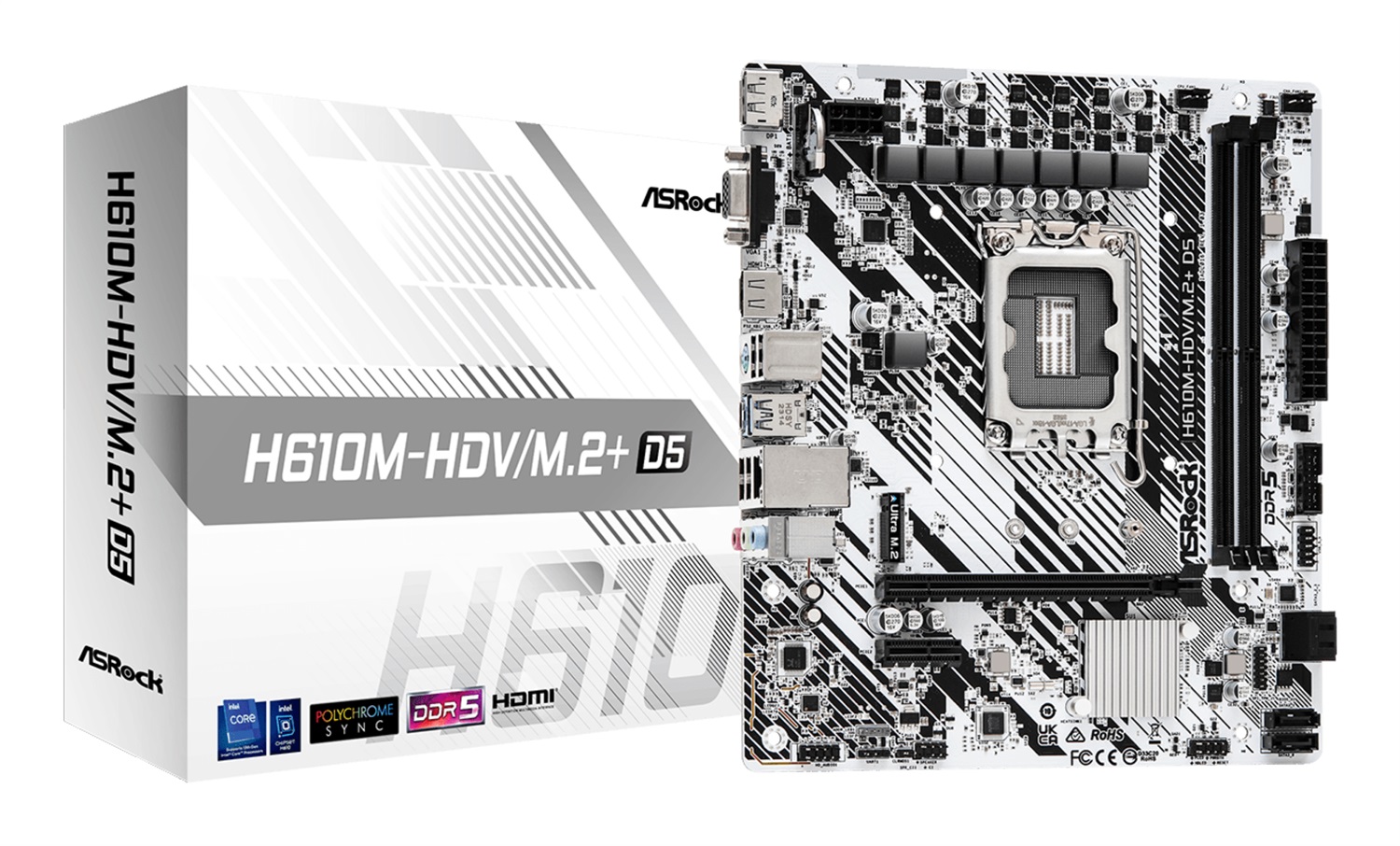 Asrock H610M-HDV/M.2 D5 Scheda Madre Micro ATX con Chipset Intel H610, Socket LGA 1700, Supporto DDR5 fino a 96 GB