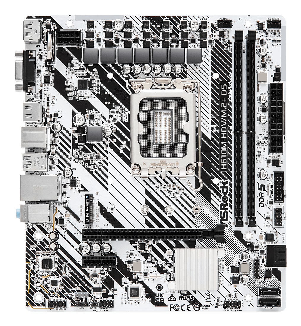 Asrock H610M-HDV/M.2 D5 Scheda Madre Micro ATX con Chipset Intel H610, Socket LGA 1700, Supporto DDR5 fino a 96 GB