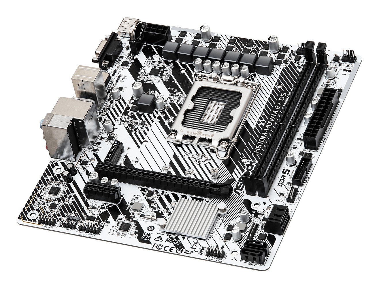 Asrock H610M-HDV/M.2 D5 Scheda Madre Micro ATX con Chipset Intel H610, Socket LGA 1700, Supporto DDR5 fino a 96 GB