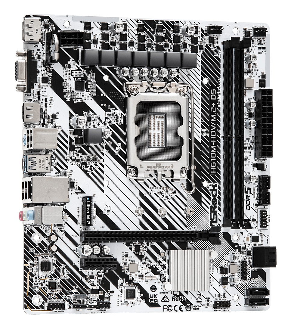 Asrock H610M-HDV/M.2 D5 Scheda Madre Micro ATX con Chipset Intel H610, Socket LGA 1700, Supporto DDR5 fino a 96 GB