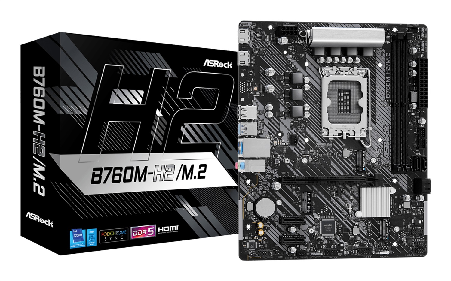 Asrock B760M-H2/M.2 Scheda Madre Intel B760 LGA 1700 Micro ATX con supporto DDR5, 2 HDMI, 2.5G LAN e 2x M.2
