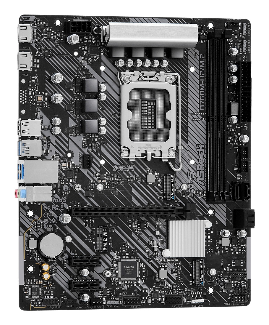 Asrock B760M-H2/M.2 Scheda Madre Intel B760 LGA 1700 Micro ATX con supporto DDR5, 2 HDMI, 2.5G LAN e 2x M.2