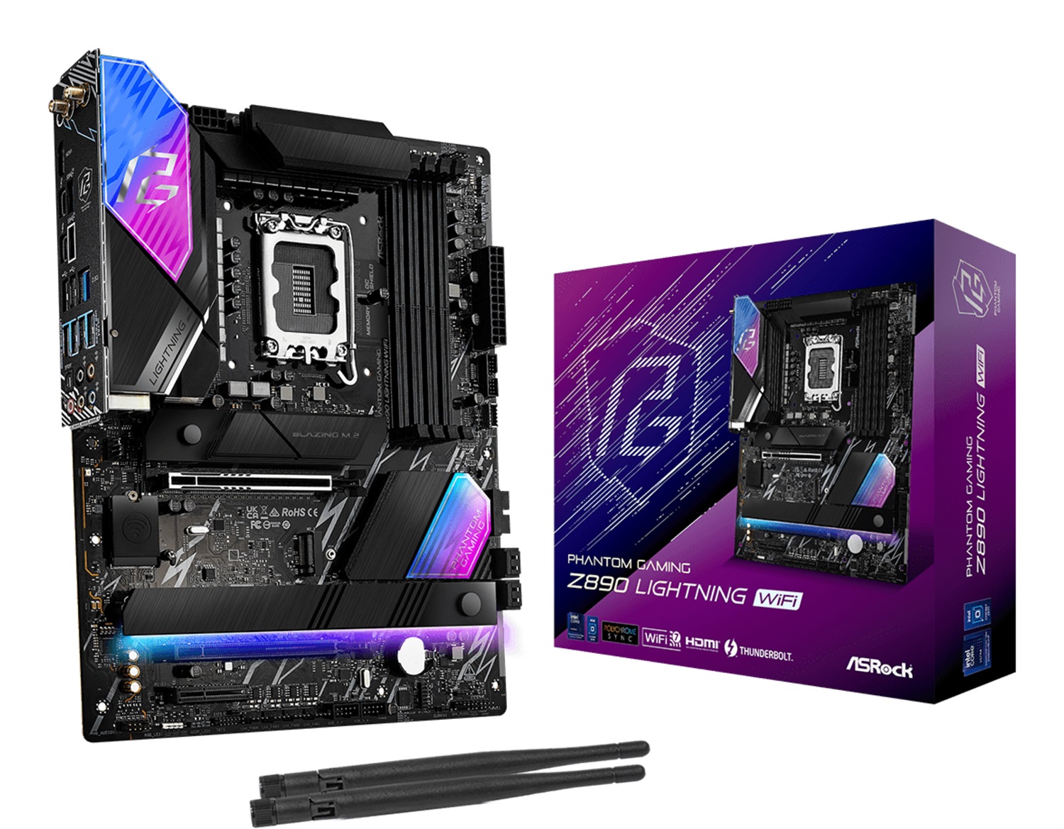 Asrock Z890 Lightning WiFi Scheda Madre ATX LGA 1851 con 4 Slot DDR5, 256GB RAM, Wi-Fi 7 e 2.5GbE LAN