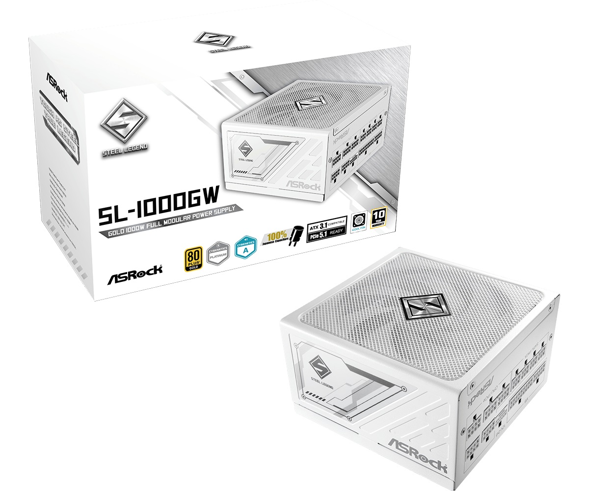 ASRock Steel Legend SL-1000GW Alimentatore ATX 1000W 80 Plus Gold 20 4 pin Bianco