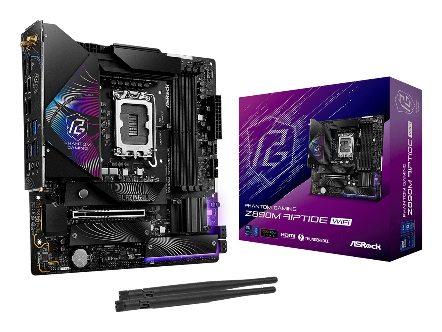 Asrock Phantom Gaming Z890M Riptide WiFi Scheda Madre micro ATX LGA 1851 con supporto DDR5 e Wi-Fi 6E
