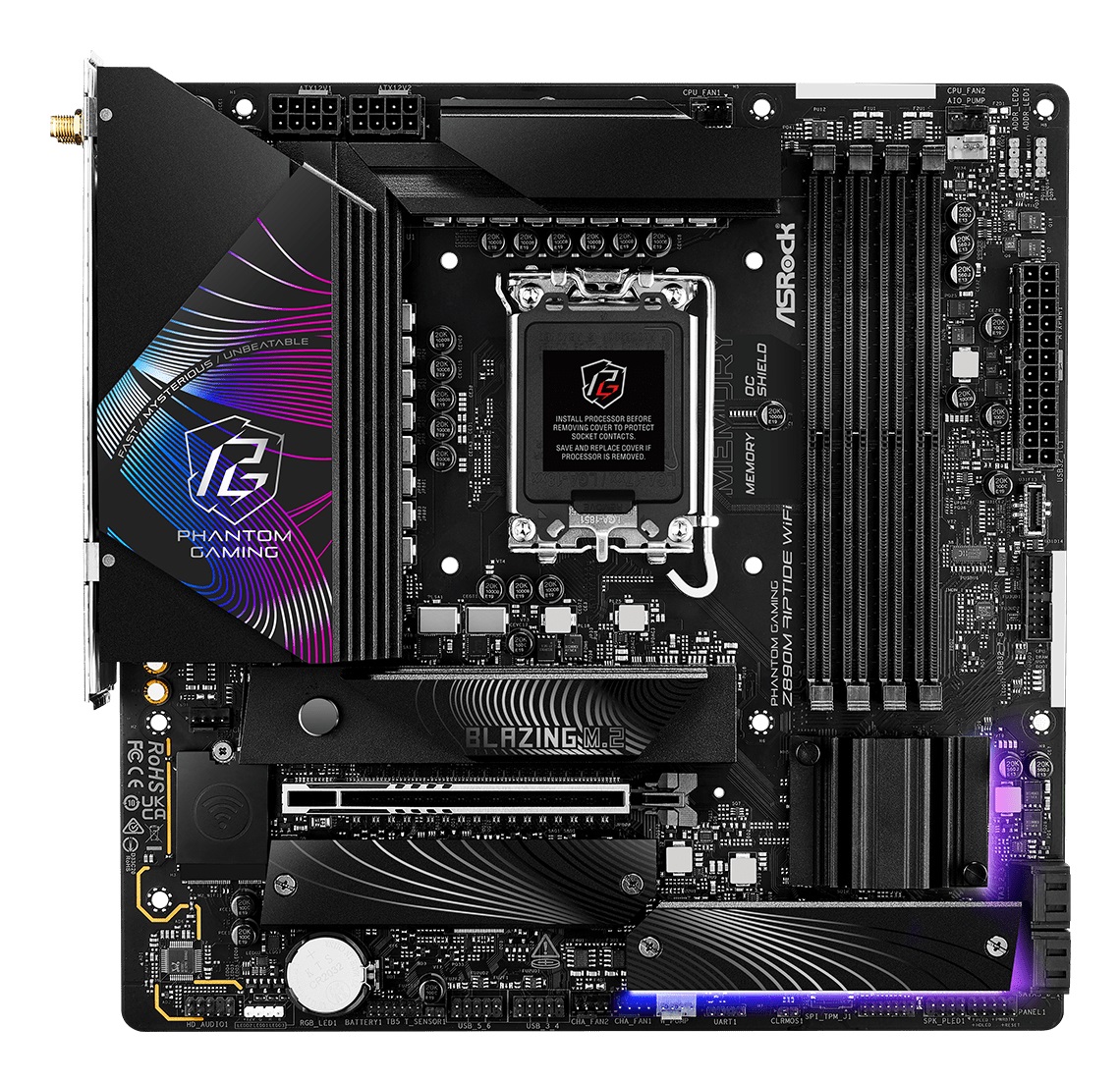 Asrock Phantom Gaming Z890M Riptide WiFi Scheda Madre micro ATX LGA 1851 con supporto DDR5 e Wi-Fi 6E