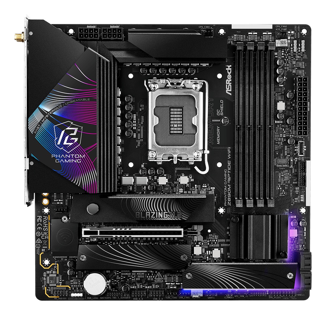 Asrock Phantom Gaming Z890M Riptide WiFi Scheda Madre micro ATX LGA 1851 con supporto DDR5 e Wi-Fi 6E