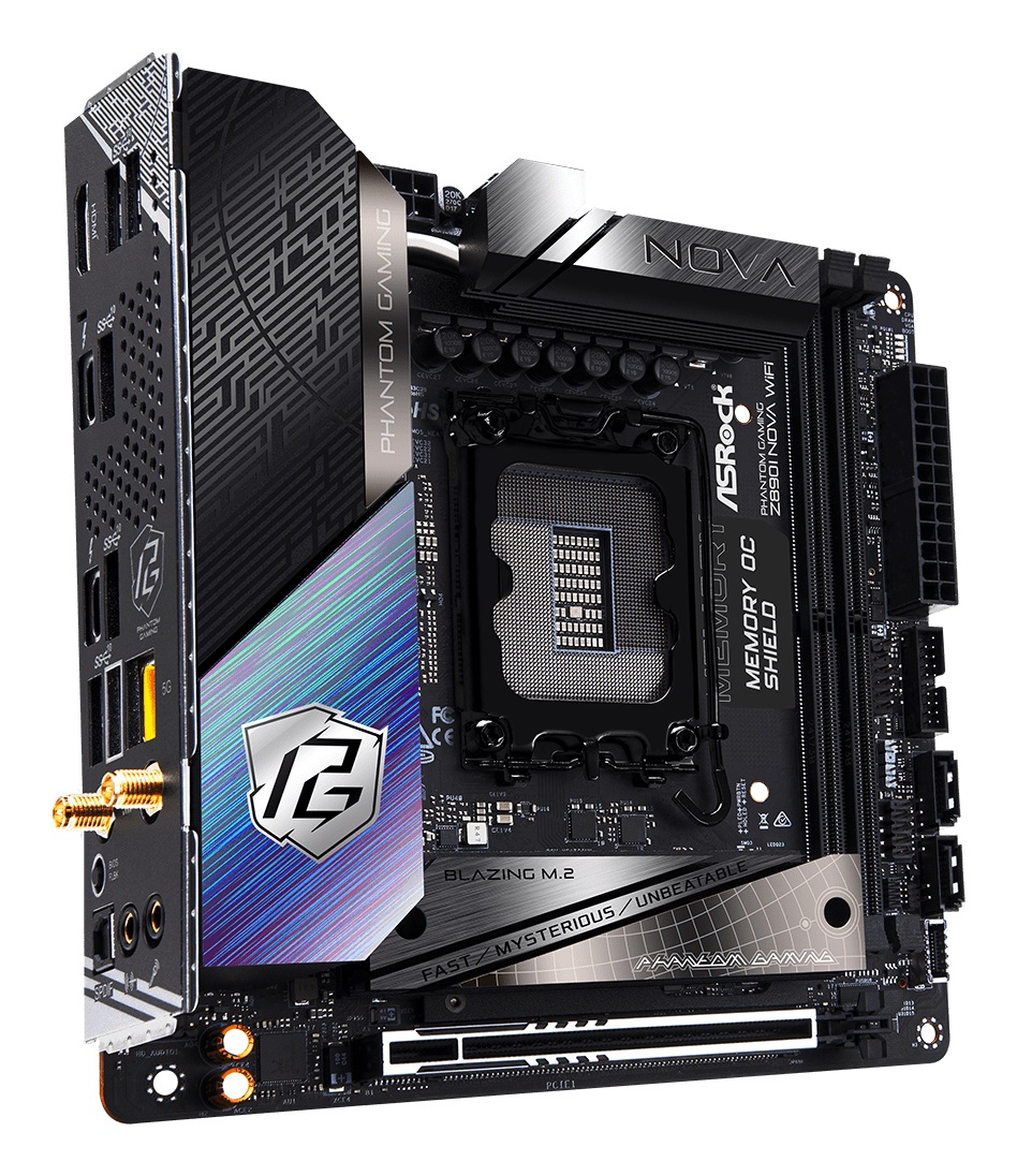 Asrock Phantom Gaming Z890I Nova WiFi Mini ITX Scheda Madre LGA 1851 DDR5 128 GB fino a 9466 MHz, Supporto Intel Core Ultra (Serie 2), Wi-Fi 7, 5G LAN