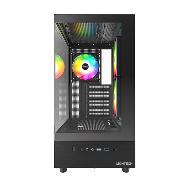 Montech XR RGB Midi Tower ATX Nero - Case con Vetro Temperato, 2 Ventole Laterali da 120 mm
