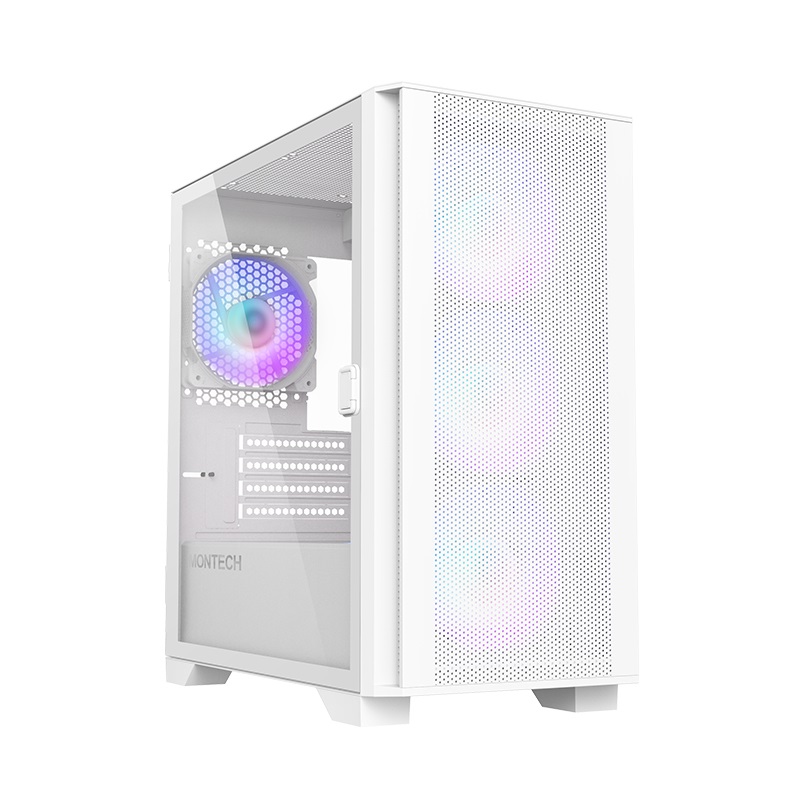 Montech Air 100 ARGB Mini Tower Bianco - Case Micro-ATX/Mini-ITX in Vetro Temperato con 4 Ventole ARGB Preinstallate