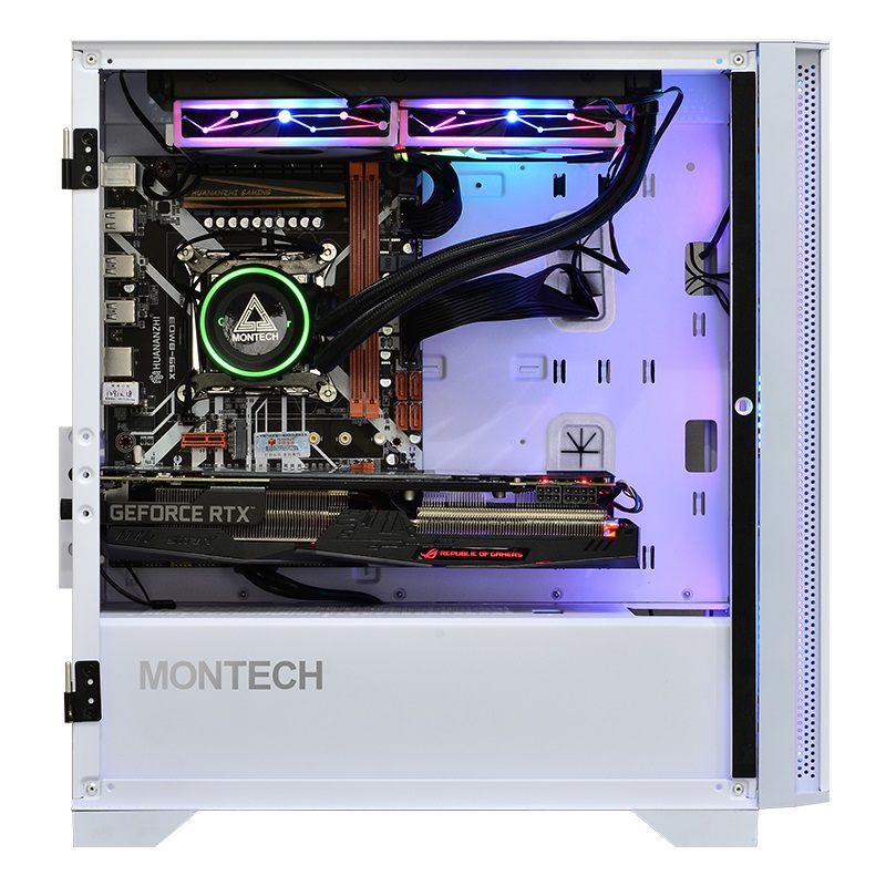 Montech Air 100 ARGB Mini Tower Bianco - Case Micro-ATX/Mini-ITX in Vetro Temperato con 4 Ventole ARGB Preinstallate