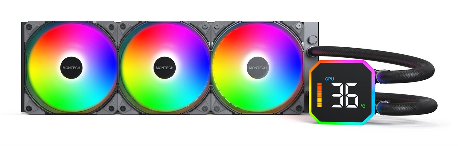 Montech HyperFlow Digital 360 - Dissipatore CPU a Liquido 360mm con Illuminazione RGB e Prestazioni Avanzate