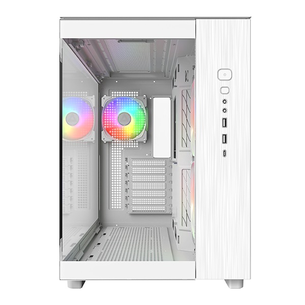 Montech KING 65 PRO ATX Mid Tower Gaming PC Case Bianco con Ventole ARGB e Pannelli in Vetro Temperato