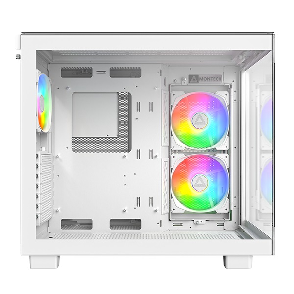 Montech KING 65 PRO ATX Mid Tower Gaming PC Case Bianco con Ventole ARGB e Pannelli in Vetro Temperato