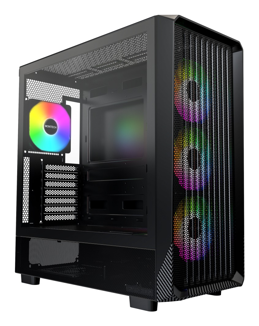 Montech Case X5 Midi-Tower ATX con Vetro Temperato e Ventole ARGB - Colore Nero
