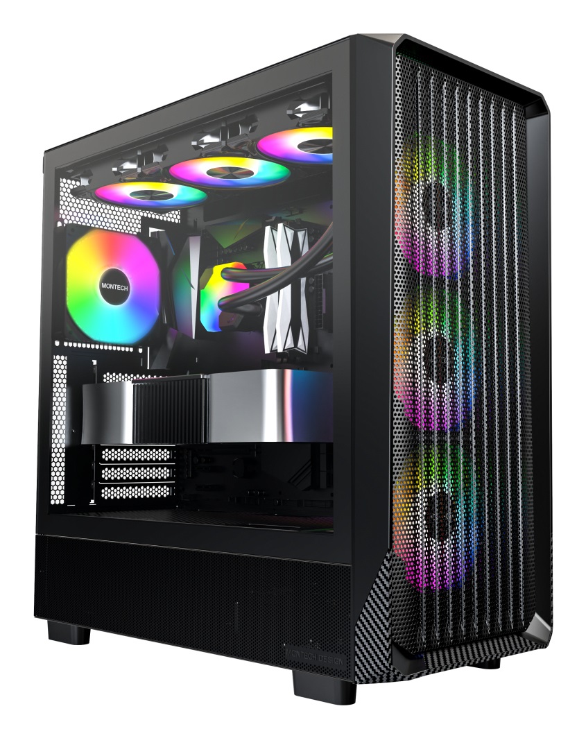 Montech Case X5 Midi-Tower ATX con Vetro Temperato e Ventole ARGB - Colore Nero