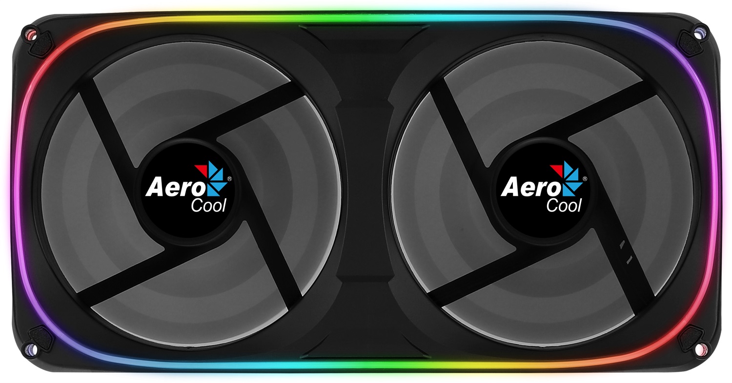 Aerocool Astro 24 - Ventola ARGB 2x120mm con 1000 RPM, 17,8 dBA e 80,3 CFM