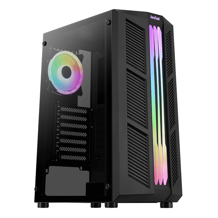 AEROCOOL Case Prime-G-BK-v2 Midi Tower Nero con Vetro Temperato e Illuminazione ARGB