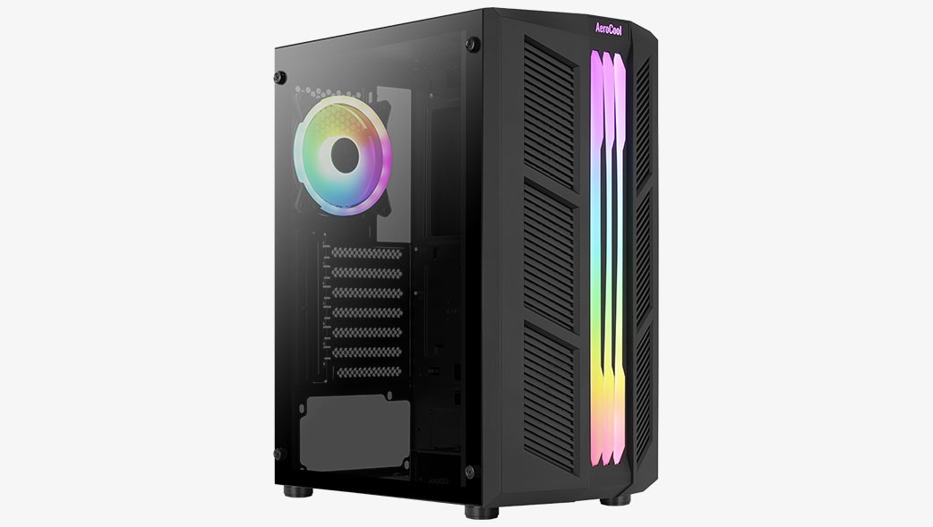 AEROCOOL Case Prime-G-BK-v2 Midi Tower Nero con Vetro Temperato e Illuminazione ARGB