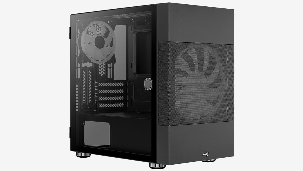 Aerocool Atomic Mini Tower Nero - Case PC Mini Tower compatibile micro ATX e Mini-ITX, design in rete per migliore circolazione dell'aria