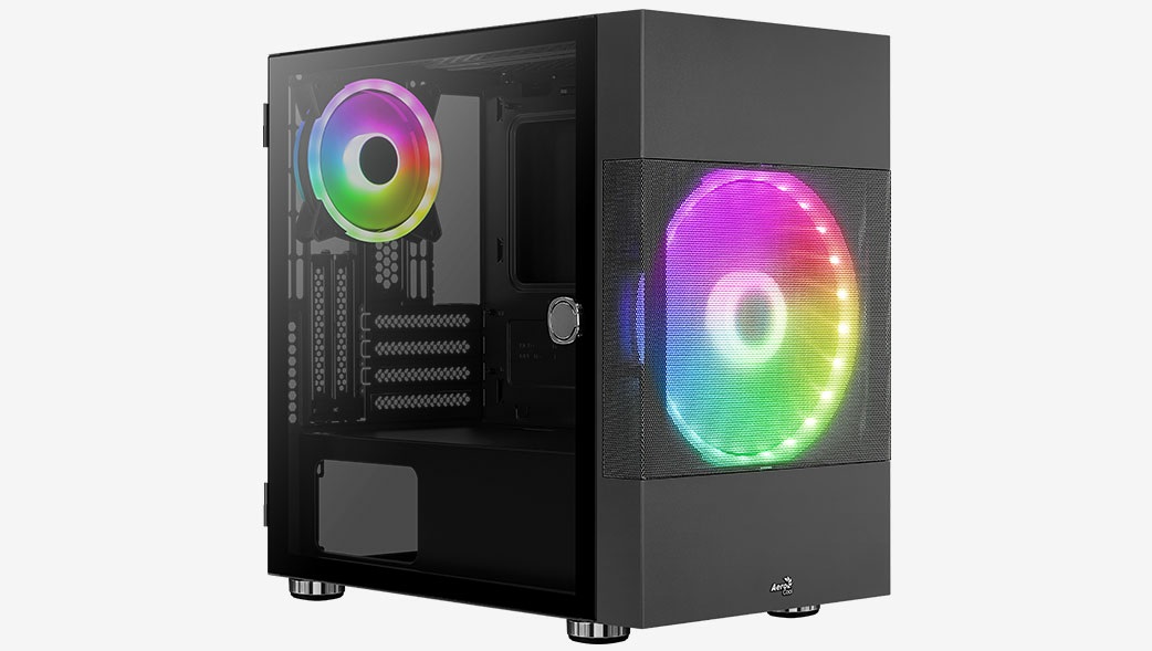 Aerocool Atomic Mini Tower Nero - Case PC Mini Tower compatibile micro ATX e Mini-ITX, design in rete per migliore circolazione dell'aria