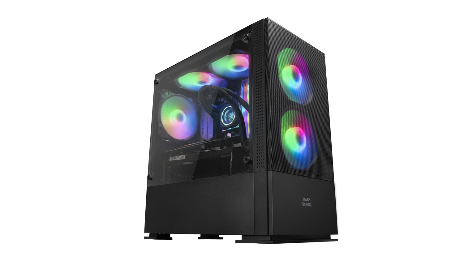 Mars Gaming MCZ Mini Tower Case PC Nero con Finestra Laterale, Supporto MicroATX e Mini-ITX, Ventole RGB