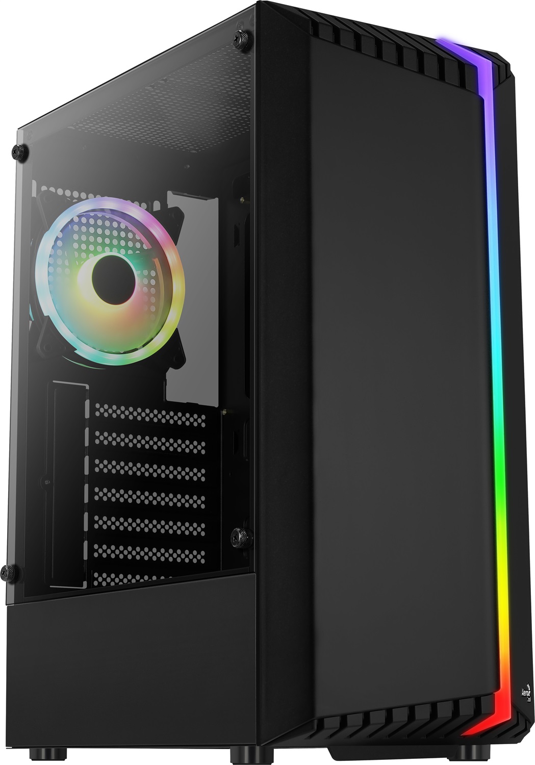 Aerocool Bionic RGB ATX Mid Tower Case - Nero, Tempered Glass, 1x 12cm RGB Fan, Ottimo Raffreddamento per Giocatori