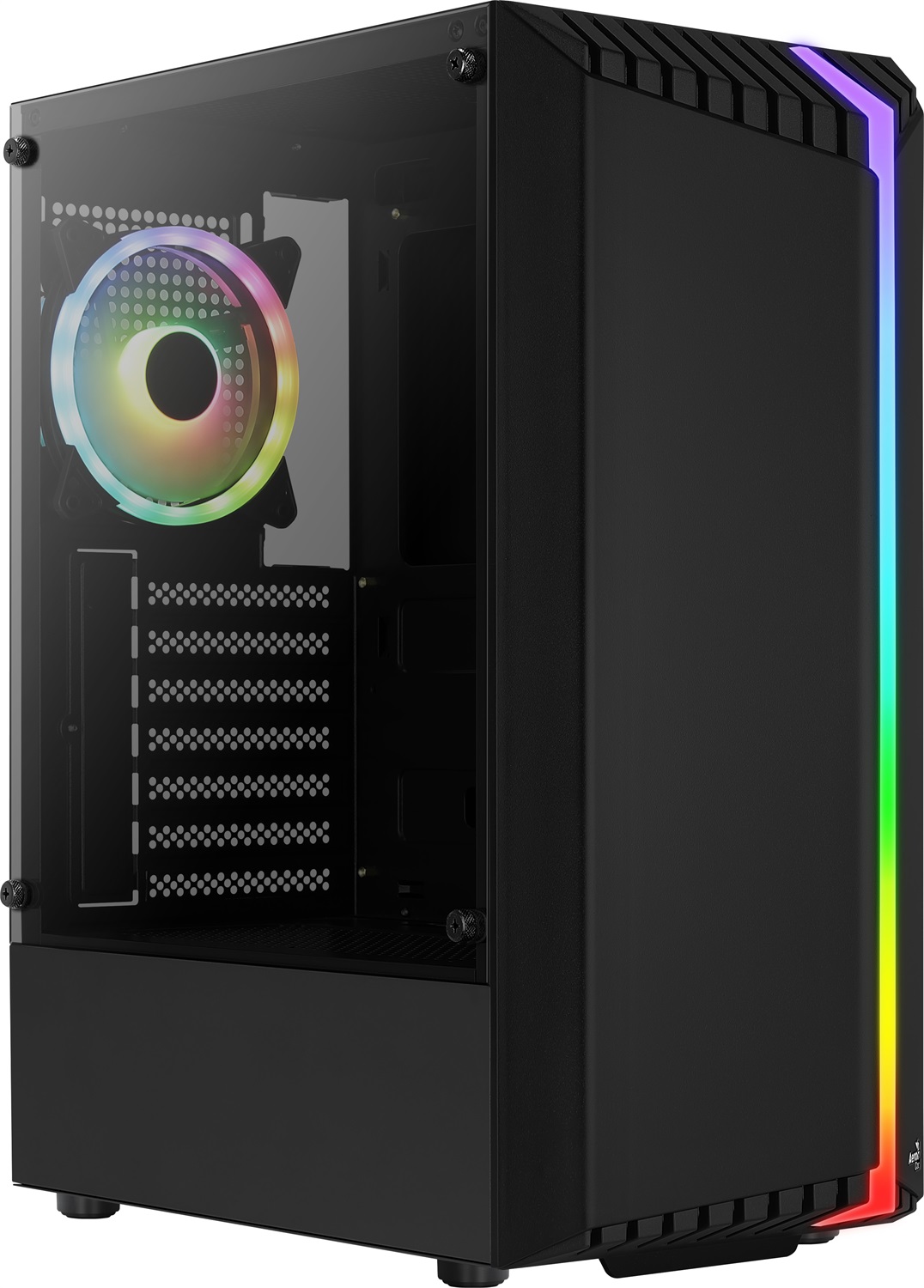 Aerocool Bionic RGB ATX Mid Tower Case - Nero, Tempered Glass, 1x 12cm RGB Fan, Ottimo Raffreddamento per Giocatori