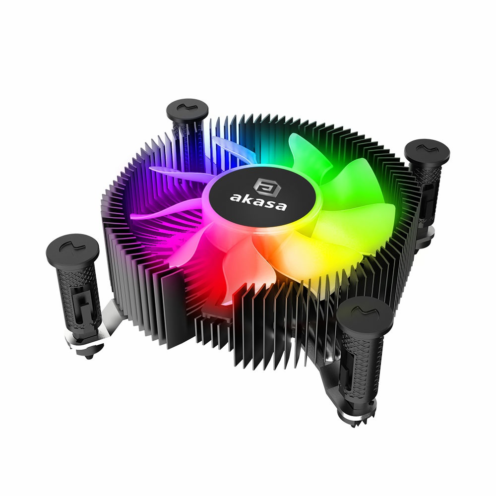 Akasa Vegas Chroma iLG Dissipatore CPU per Intel LGA 1700 ARGB, Raffreddatore d'Aria Nero, Altezza Basso Profilo 29,92 mm, Ventola PWM 74,5 mm