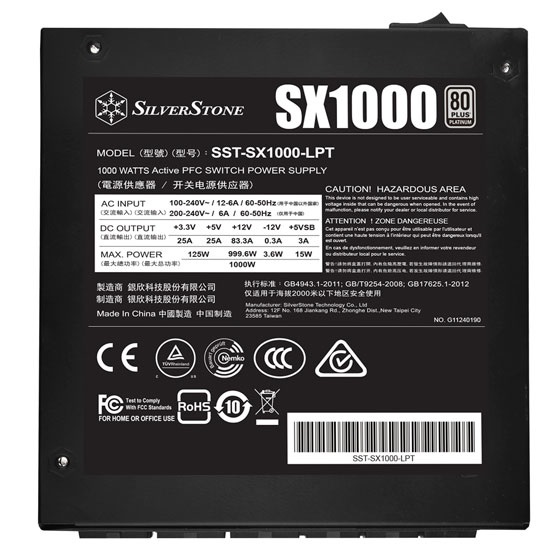 SilverStone SX1000 Alimentatore SFX-L 1000W 80 PLUS Platinum 24-pin ATX Nero con 6x PCIe e Cavo Management