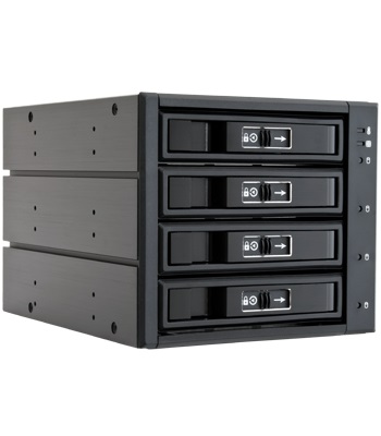 Chieftec CBP-3141SAS - Pannello Drive Bay Interno 3x5.25' HDD HotSwap per 4x3.5'/2.5' SATAIII/SASII, Design Antivibrazioni, Alluminio, Nero