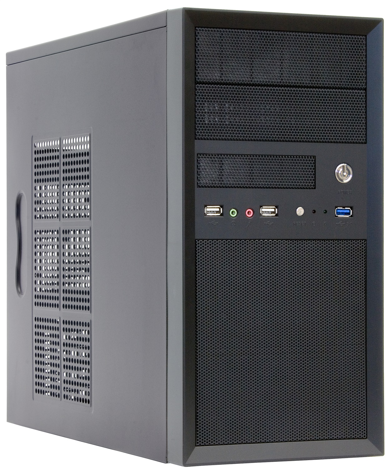 Chieftec CT-01B-OP Mini Tower PC Case Nero con Mesh, Supporto Ventole 80/90/120mm, USB 3.0 e Audio