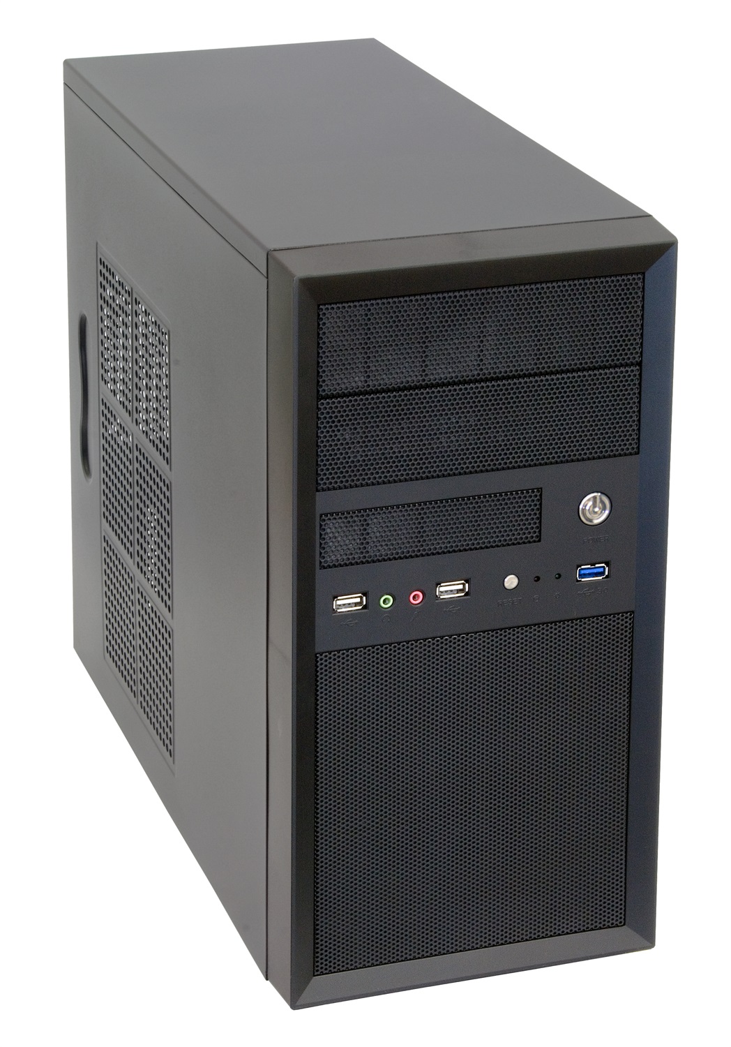 Chieftec CT-01B-OP Mini Tower PC Case Nero con Mesh, Supporto Ventole 80/90/120mm, USB 3.0 e Audio