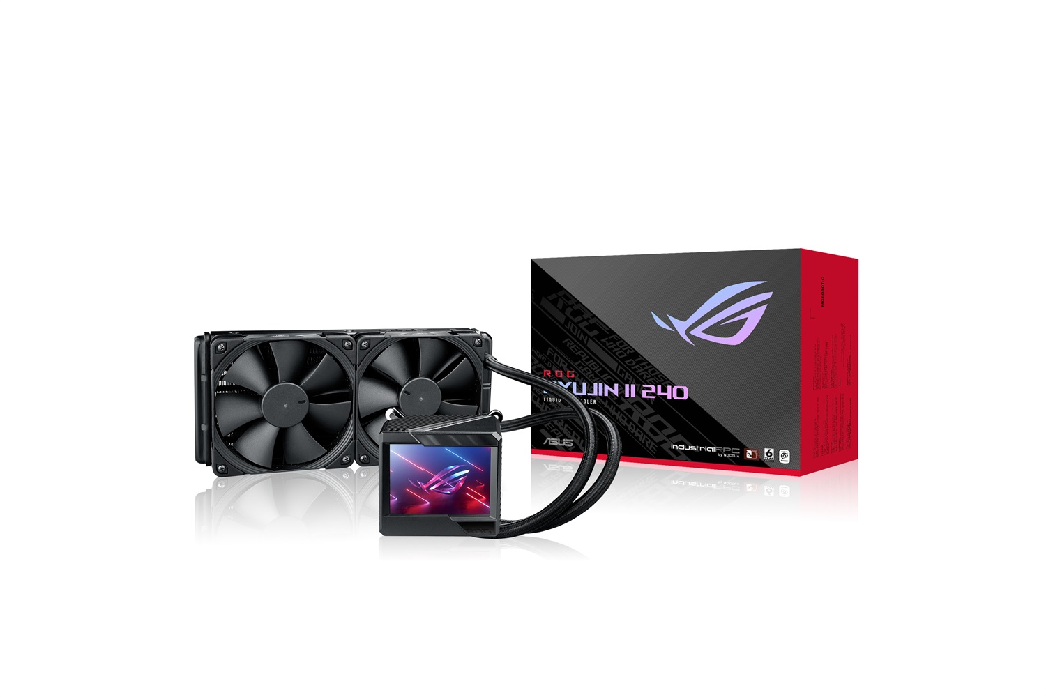 ASUS ROG RYUJIN II 240 Raffreddatore di Liquidi All-In-One con Due Ventole Noctua da 120mm, Display LCD, Compatibile con Intel e AMD, Nero